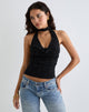 Immagine di Samwell Top con collo alto in pizzo Paisley Nero