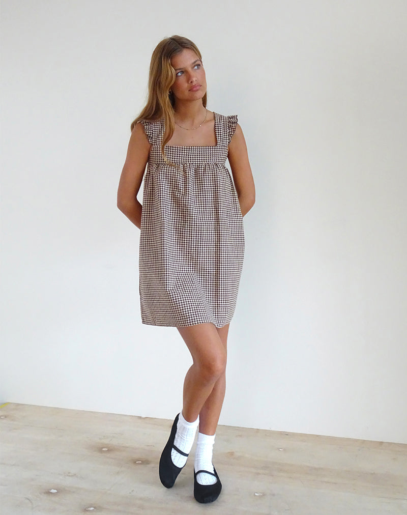 Immagine di Sanaly Mini Abito in Mini Gingham Marrone
