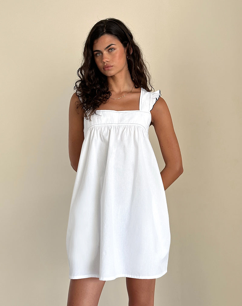 Immagine di Sanaly Mini Dress in bianco con Babylock Navy