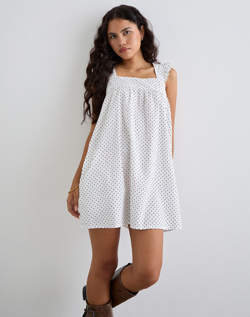 Immagine di Sanaly Mini Abito in bianco con micro polka nero