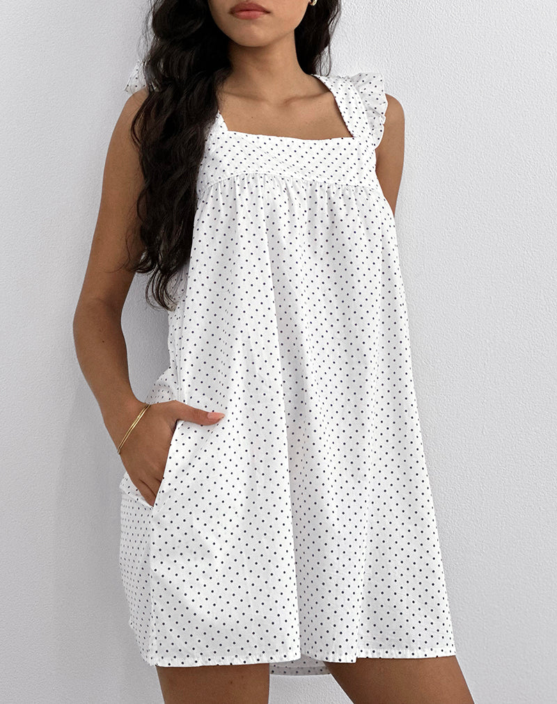 Immagine di Sanaly Mini Abito in bianco con micro polka nero