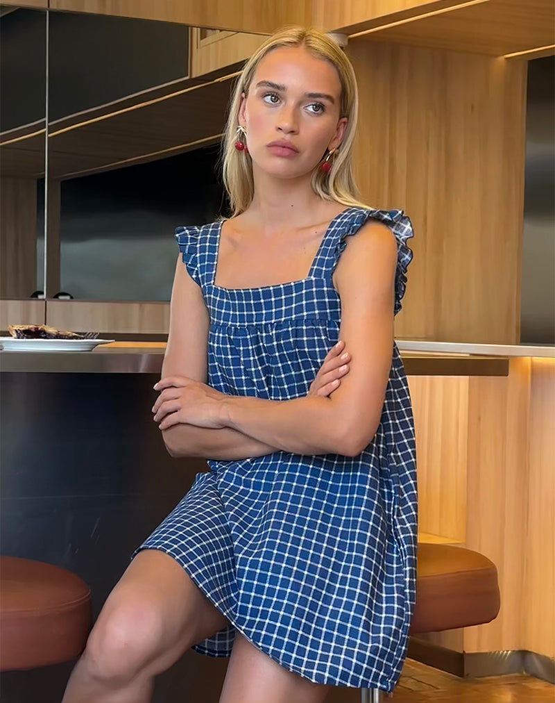 Mini abito Sanaly in tartan blu scuro Rami