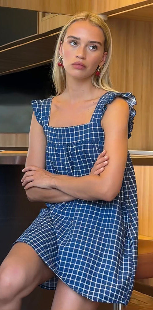 Immagine di Sanaly Mini Dress in Tartan Navy Rami