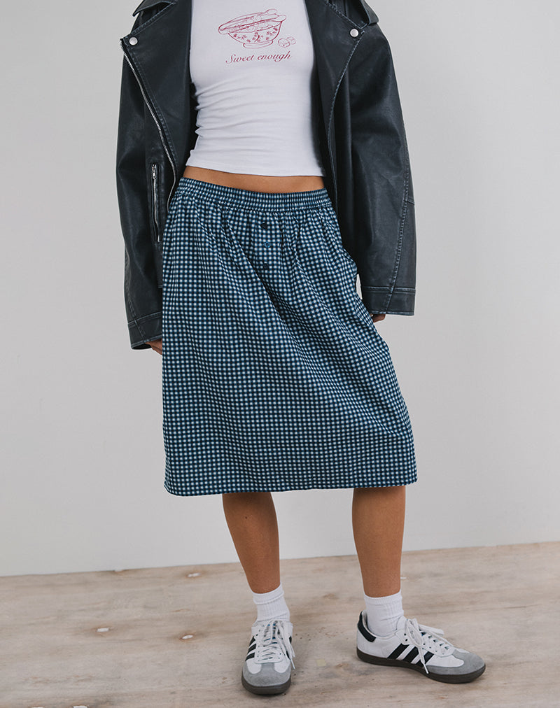 Immagine di Sanjina Gonna Midi in Mini Blu Scuro Gingham
