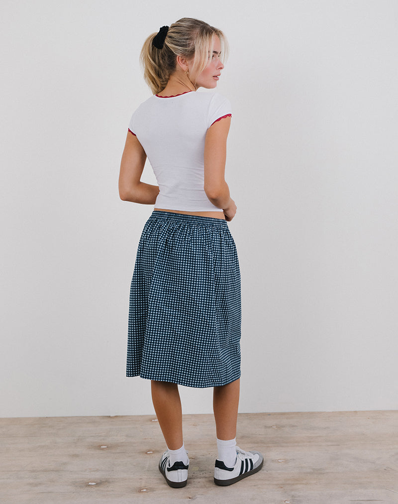 Immagine di Sanjina Gonna Midi in Mini Blu Scuro Gingham