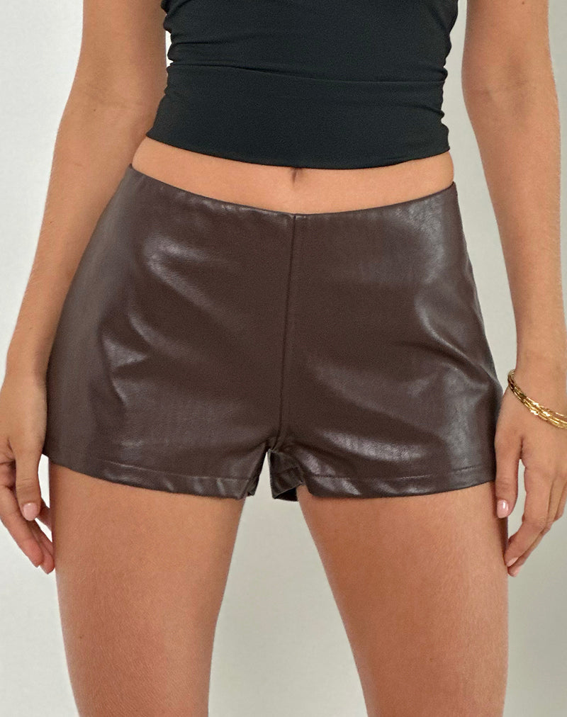 Pantaloni caldi Sanne in PU marrone