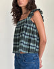 Immagine di Sanula Top in lino mono check verde