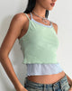 Immagine di Sapphi Top cami a doppio strato in blu ghiaccio e verde salvia