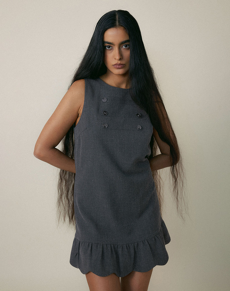 Image of Saraya Mini Dress in Tailoring Grey Blue