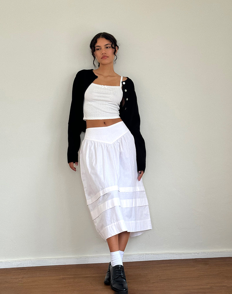 Immagine di Sarayu Midi Skirt in Popeline Bianco