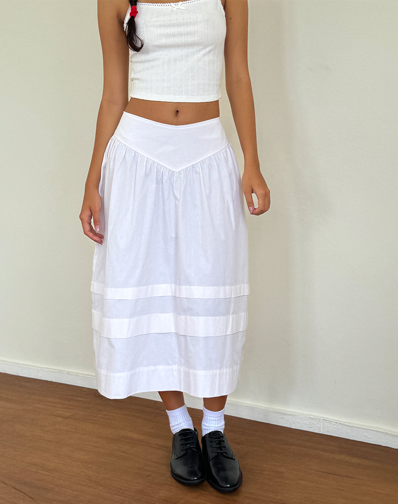 Immagine di Sarayu Midi Skirt in Popeline Bianco