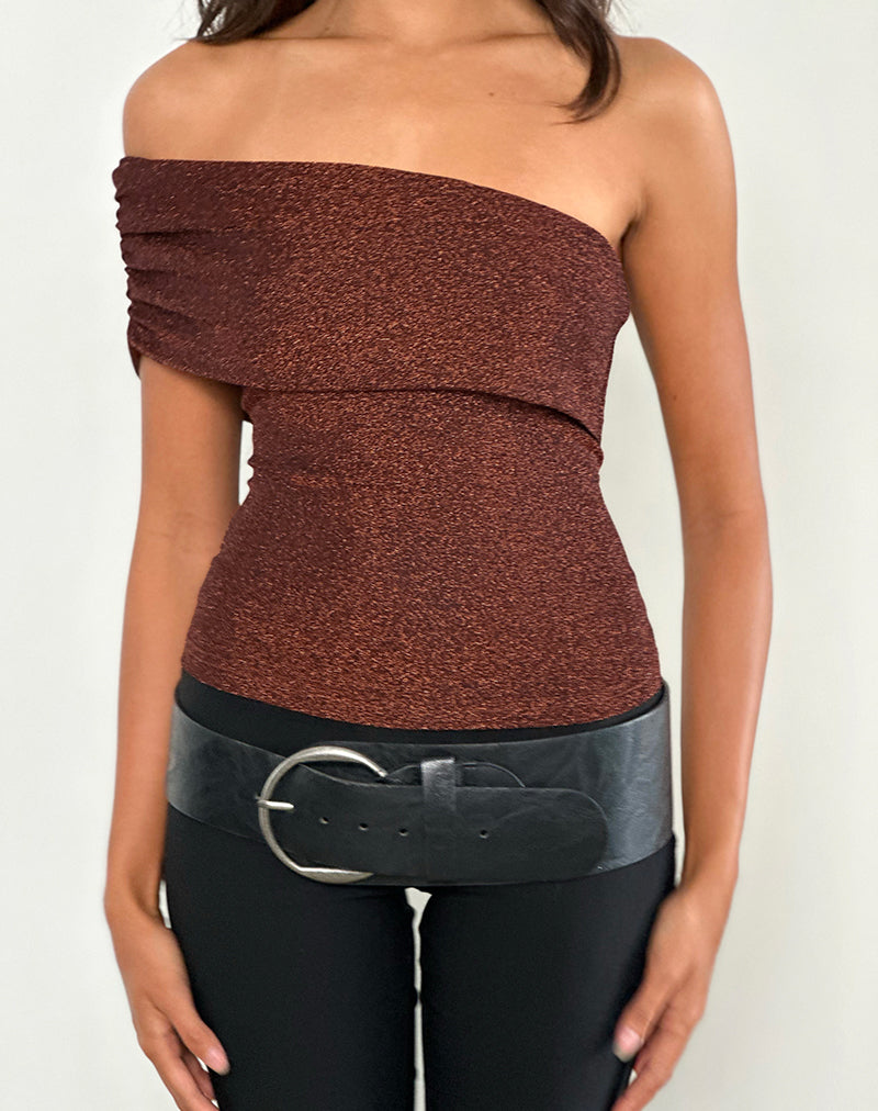 Immagine di Sarla Top monospalla in Jersey Glitterato Rame