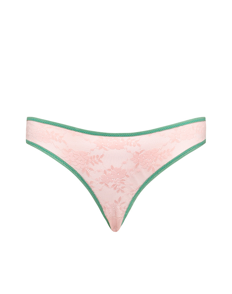 Immagine di Sarpa Knicker in maglia rosa con rilegatura verde