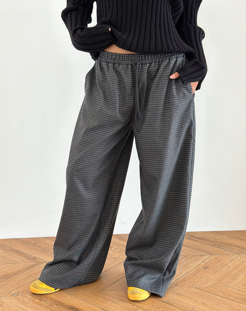 Pantaloni oversize Sasari in check navy