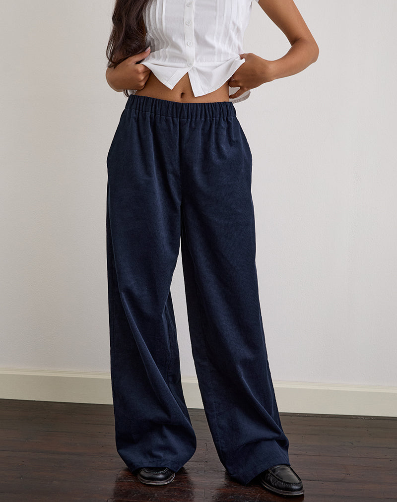 Pantalone Sasiya con cintura in vita in cordino navy