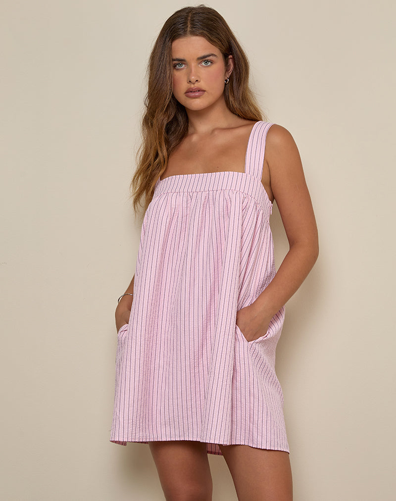 Immagine di Sasori Mini Abito Smock a righe rosa