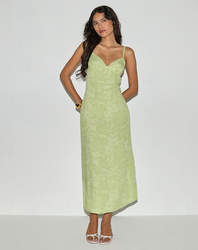 Sastra - Vestito midi in tiglio retrò Paisley