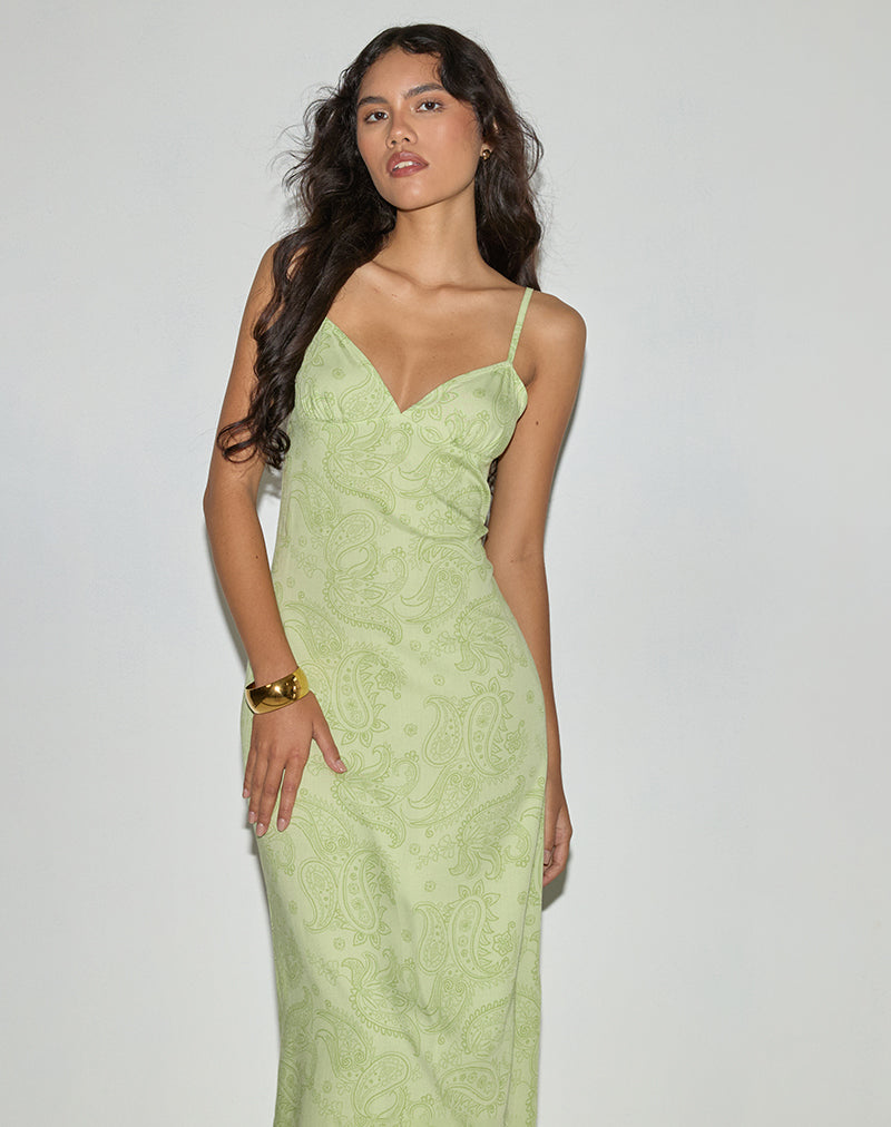 Immagine di Sastra Midi Dress in Retro Paisley Lime