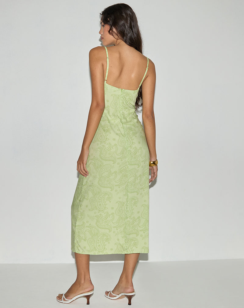 Immagine di Sastra Midi Dress in Retro Paisley Lime