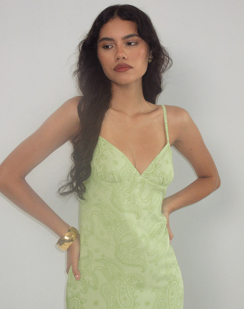 Immagine di Sastra Midi Dress in Retro Paisley Lime