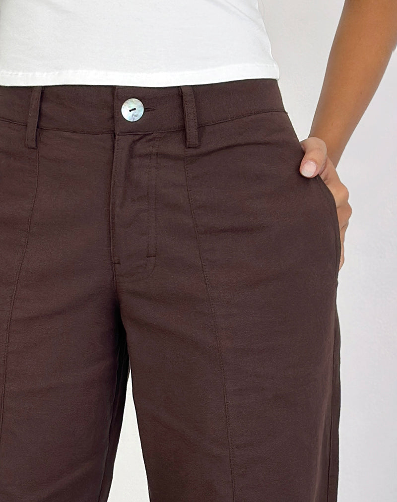 Immagine di Saucy, pantaloni in lino, mogano profondo