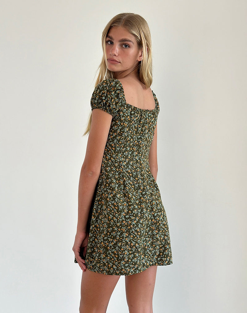 Immagine di Savio Mini Dress in Grunge Floral Khaki