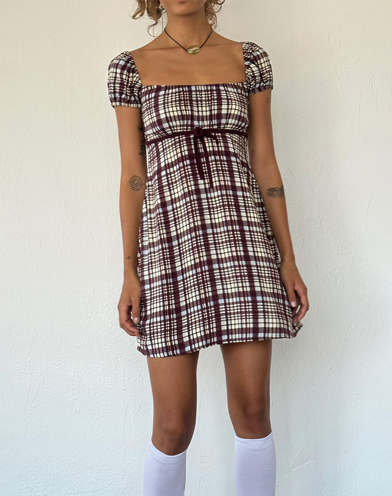 Immagine di Savio Mini Dress in Multi Check Brown