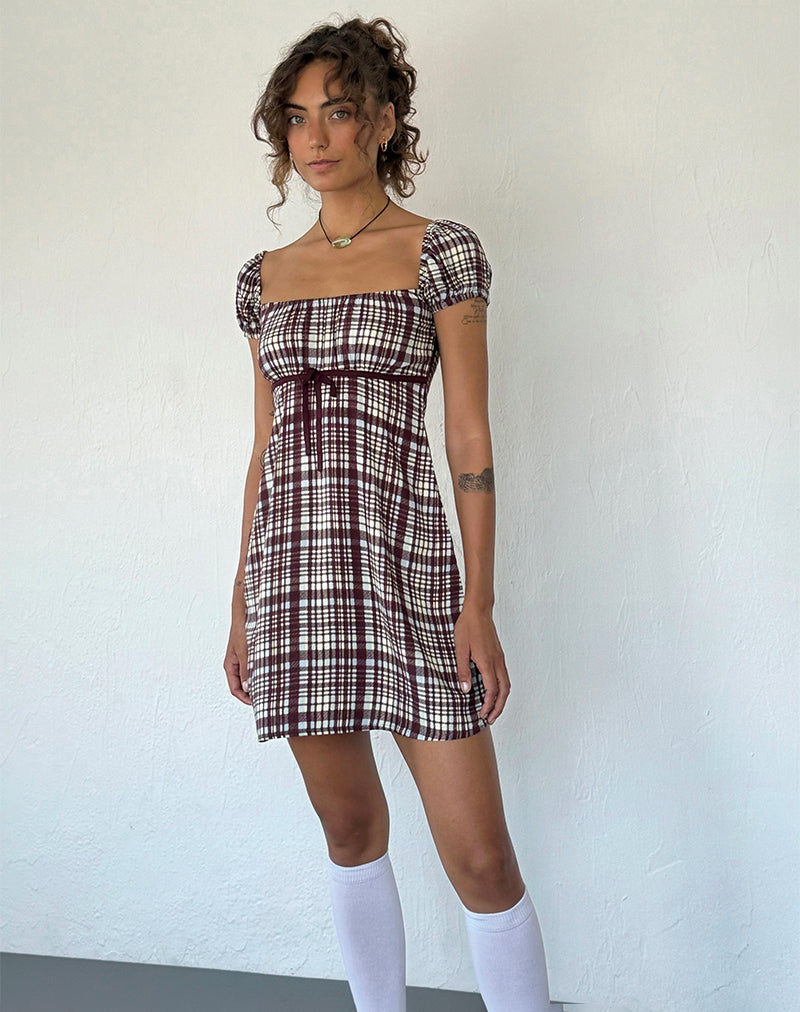 Immagine di Savio Mini Dress in Multi Check Brown