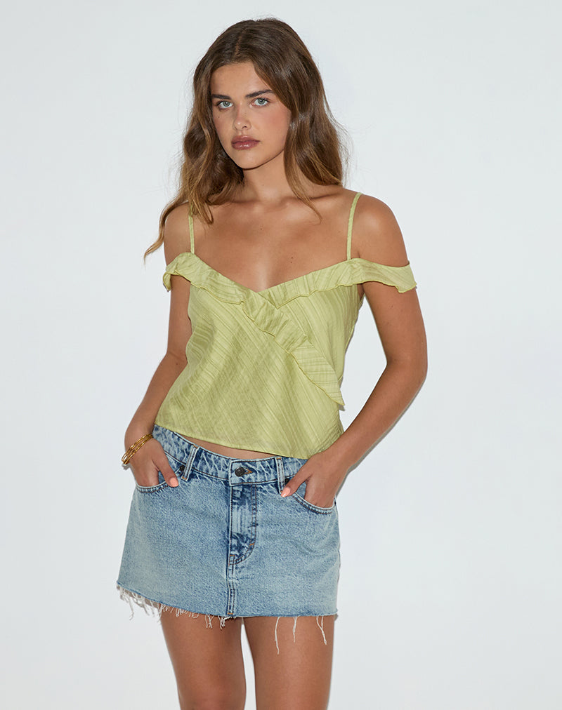 Top Savira in chiffon a righe verde