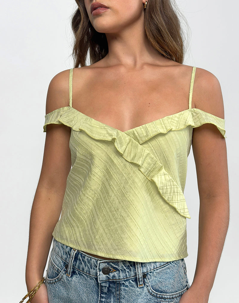 Top Savira in chiffon a righe verde