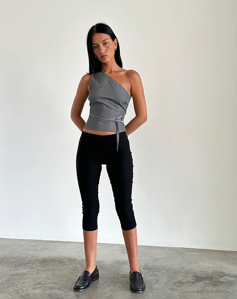 Top monospalla Sayaka in Charcoal sartoriale