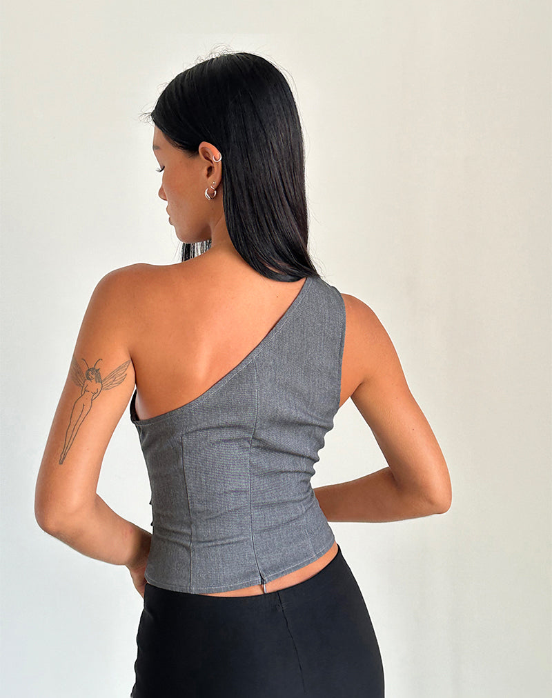 Immagine di Sayaka One Shoulder Top in Charcoal sartoriale