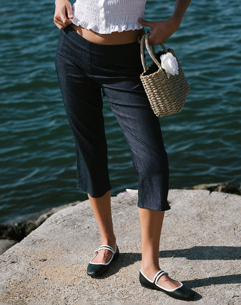 Pantaloni Diran Capri in Chambray Indigo
