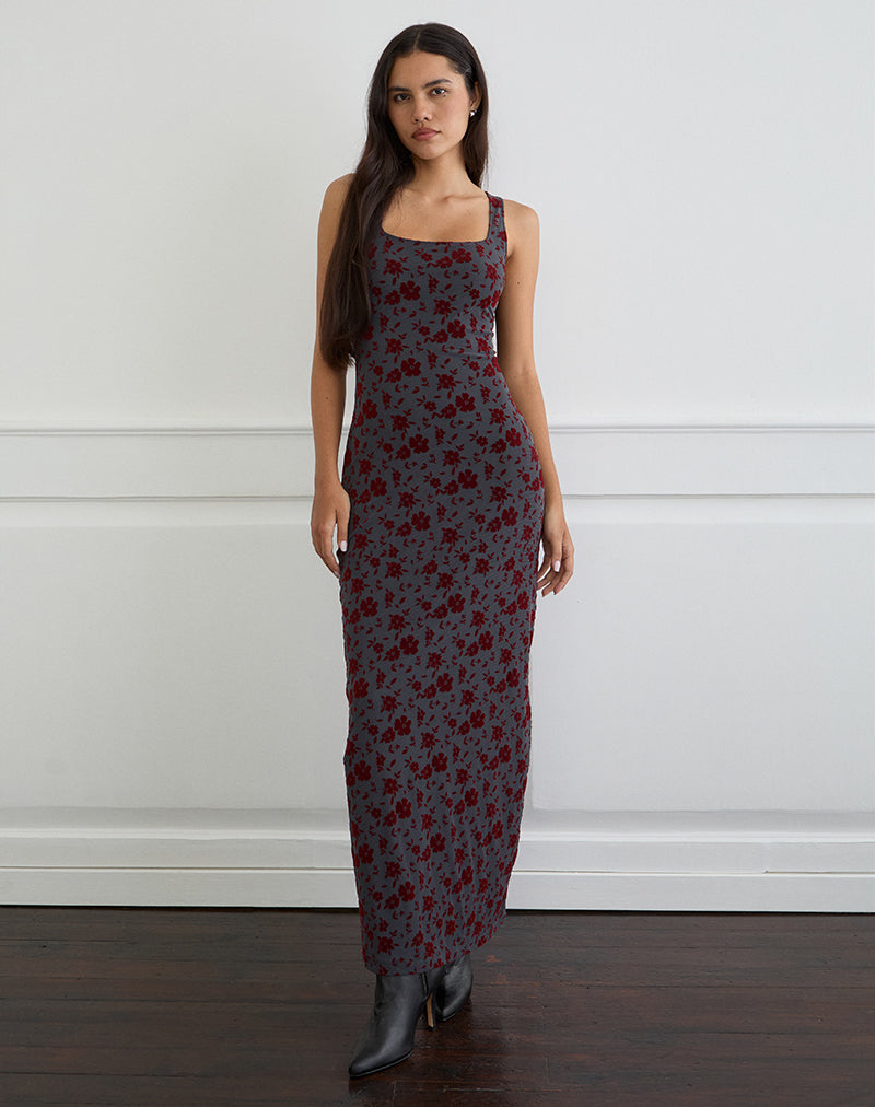 Maxi abito Sayidan in Garden Floral Blu Grigio