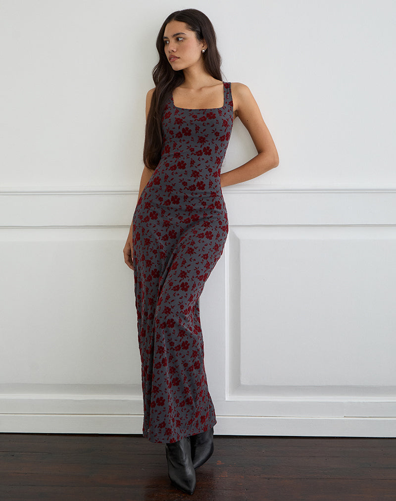Maxi abito Sayidan in Garden Floral Blu Grigio