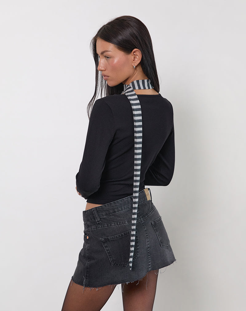 Immagine della sciarpa Skinny a righe grigie e nere