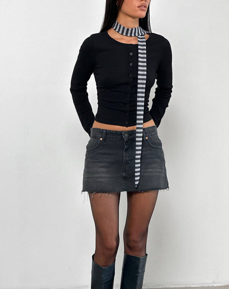 Sciarpa skinny a righe grigie e nere