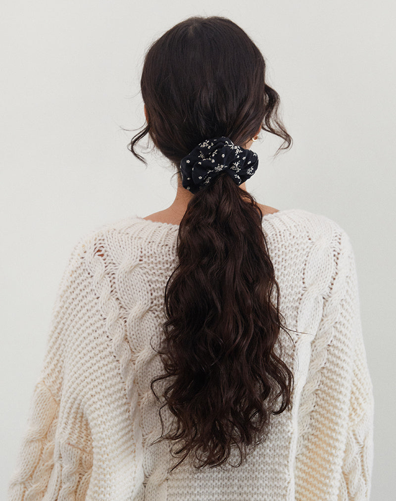 Immagine di Scrunchie in terra floreale nero