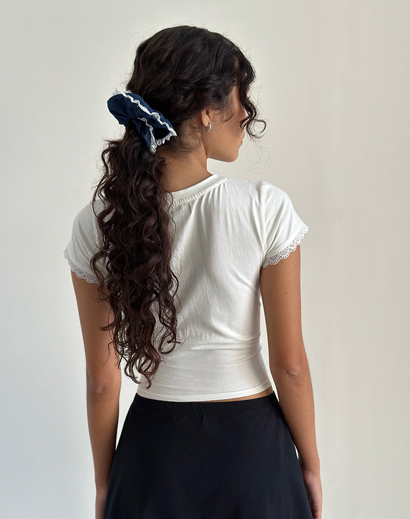 Immagine di Scrunchie in Denim Chambray con Pizzo