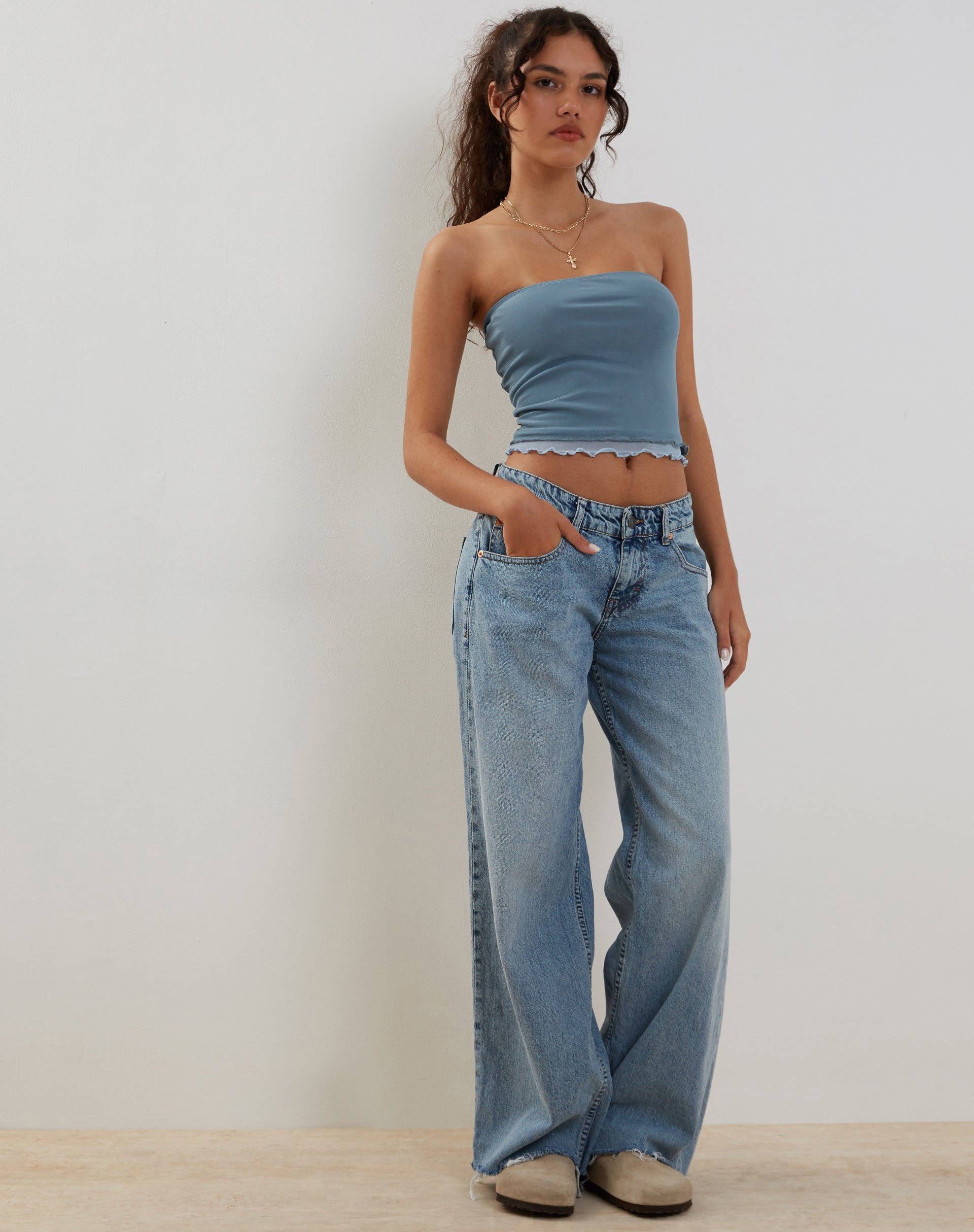 immagine di Seka Bandeau Top in Mesh Tonal Blue
