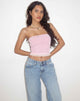 Top a fascia in rete Seka in rosa tonale