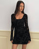 Immagine di Selca Mini Dress in Flock Leaf Flower Nero