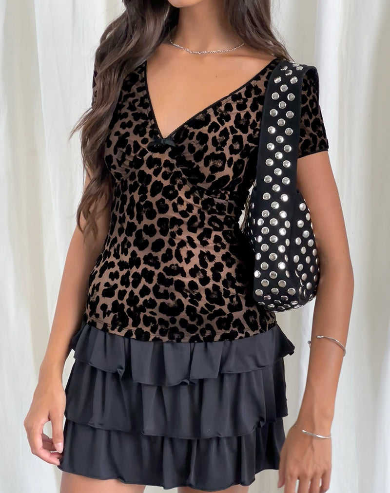Top Selina in Leopardo floccato Rar