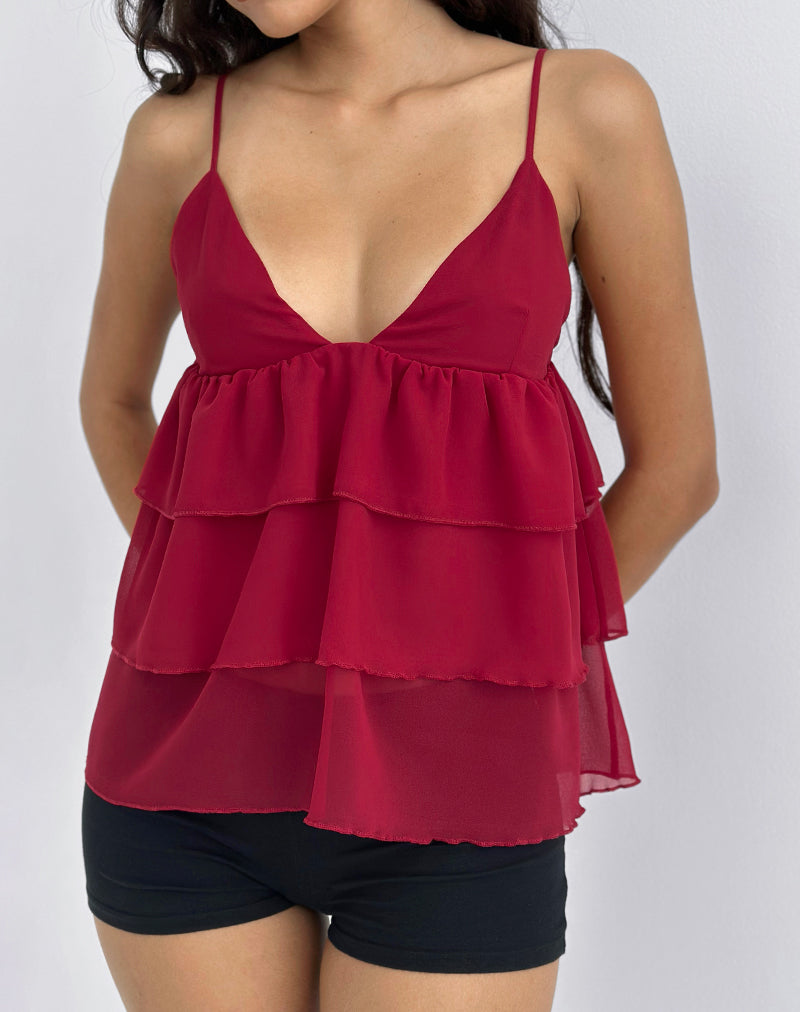 Immagine di Selvina Frill Cami Top in rosso
