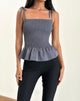Immagine di Seora Tie Shoulder Shirred Top in grigio