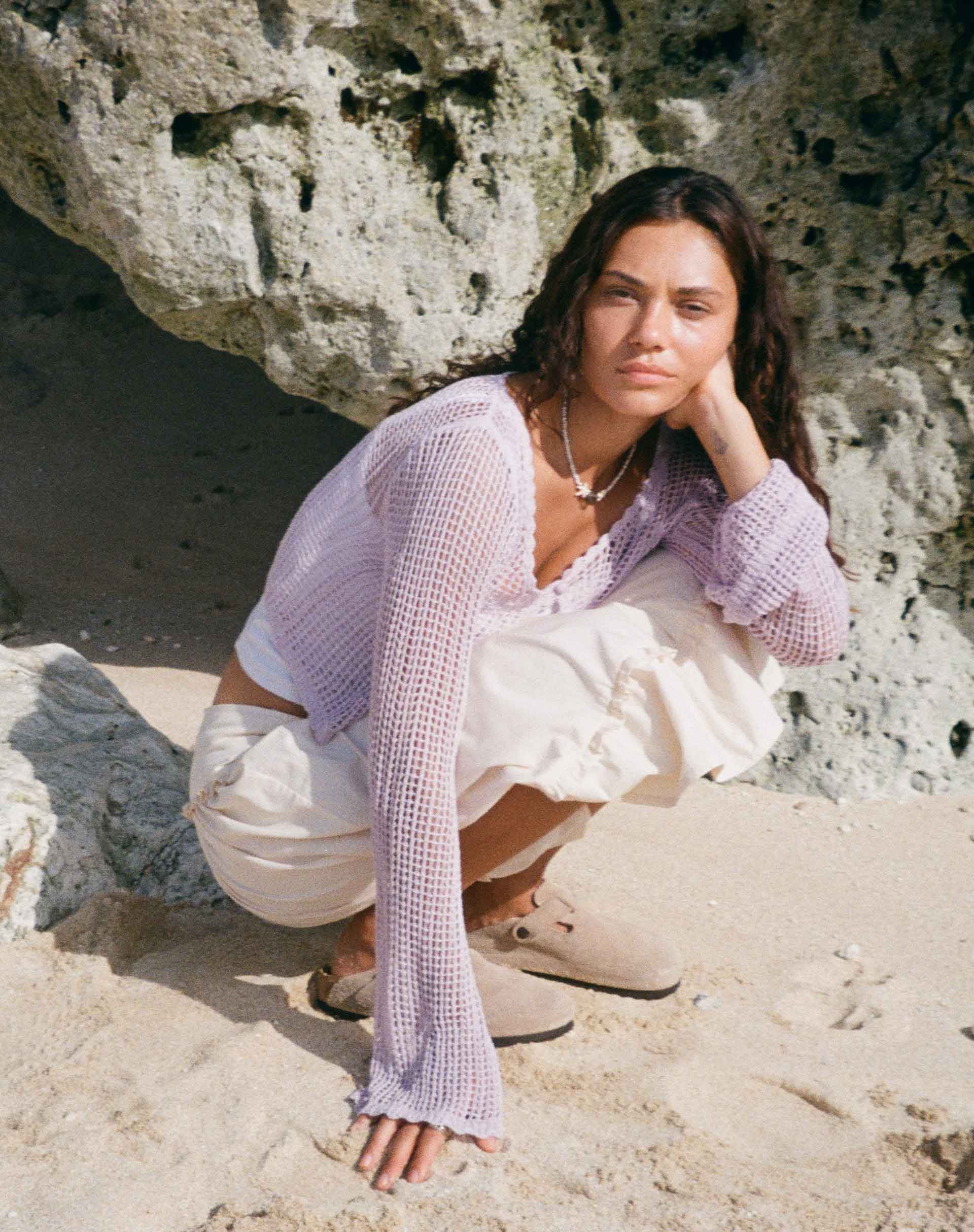 Immagine di Septa Cropped Knit Cardigan in Lilla