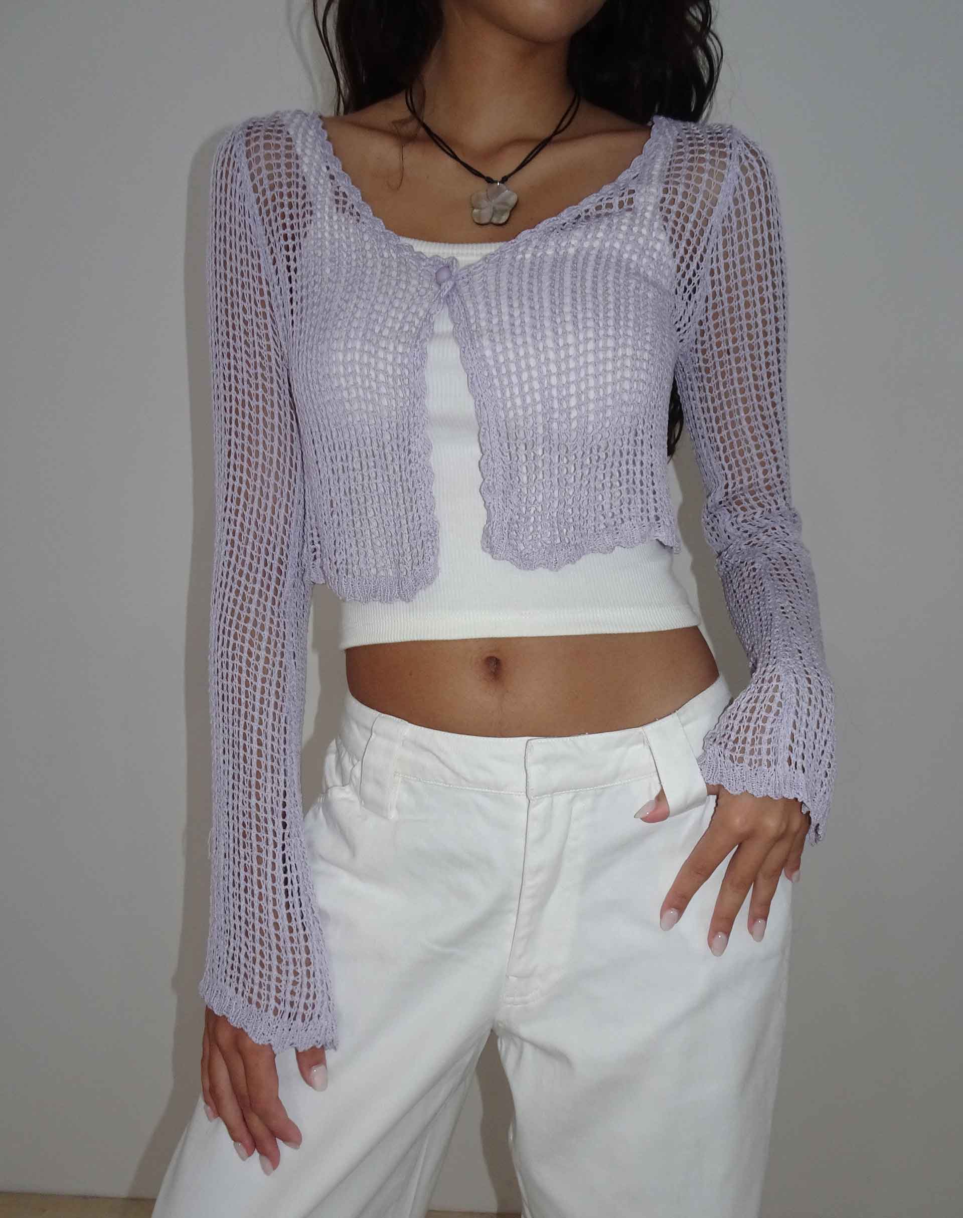 Immagine di Septa Cropped Knit Cardigan in Lilla
