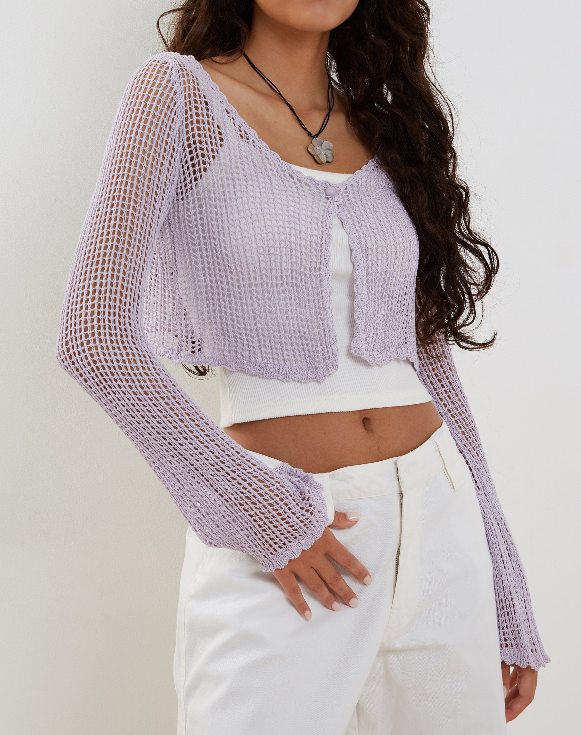 Immagine di Septa Cropped Knit Cardigan in Lilla