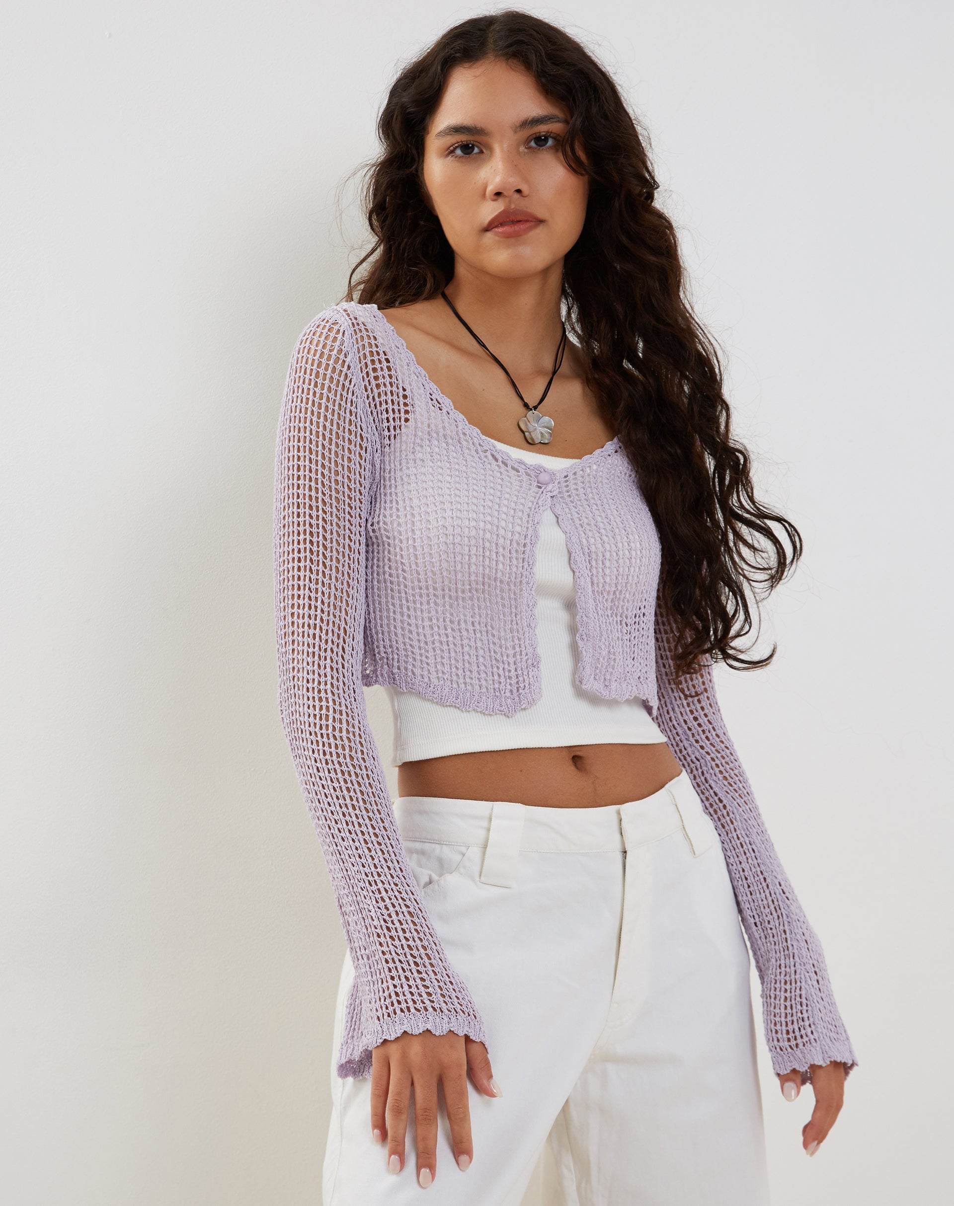 Immagine di Septa Cropped Knit Cardigan in Lilla