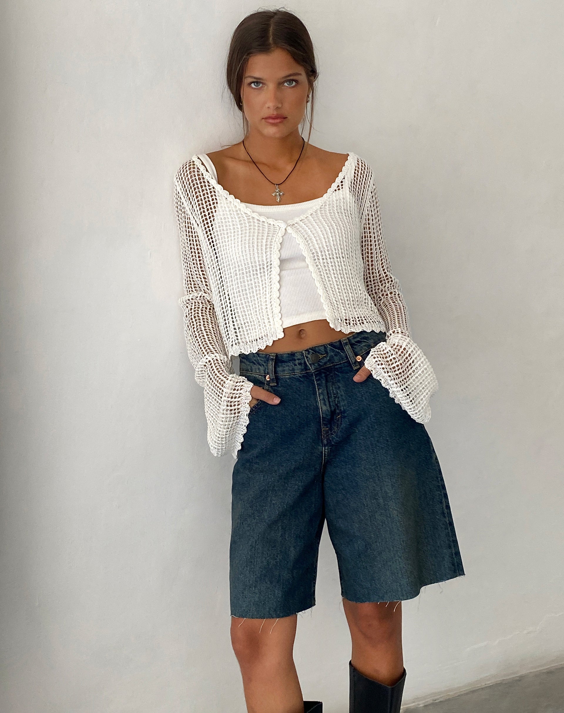 Immagine di Septa Cropped Knit Cardigan in avorio